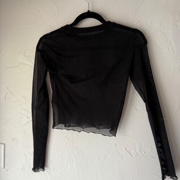 Topshop Tee and Cake Flame Sequin Sheer Mesh Top Size XS Rave Festival Y2K - Picture 5 of 7